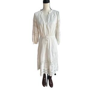Velvet by Graham & Spencer White Cotton Eyelet Midi Dress Women’s Small NWT
